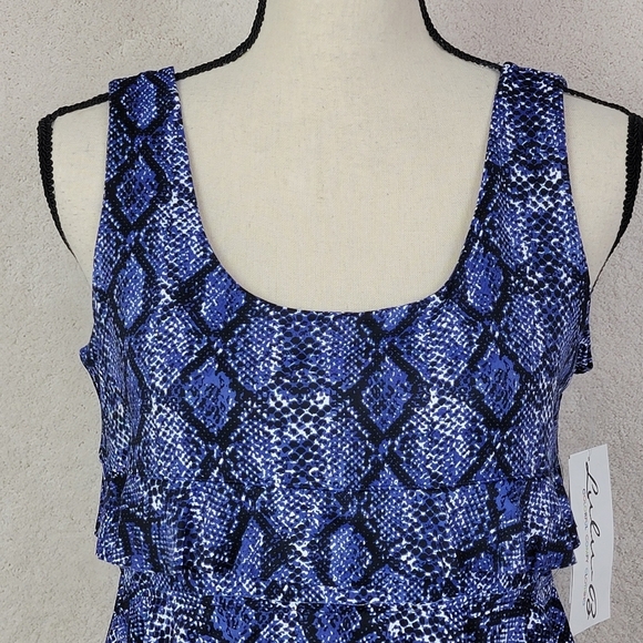Lulu-B Navy/Black Snake Print UPF 50+ Sleeveless Cha Cha Travel Dress Sz S NEW - Picture 3 of 12